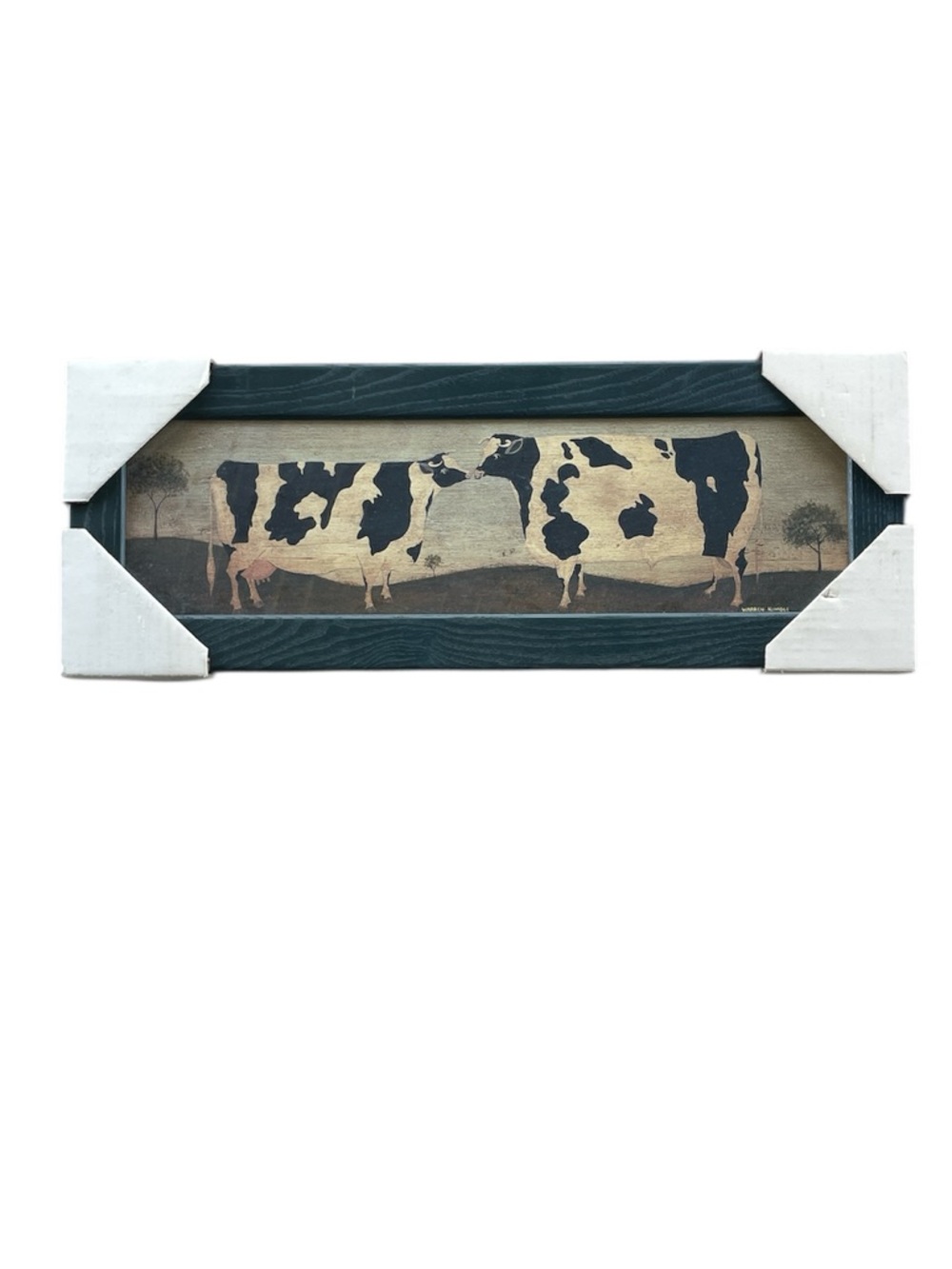 Vintage Warren Kimble Kissing Cows Framed Print Rustic Farm Wall Art